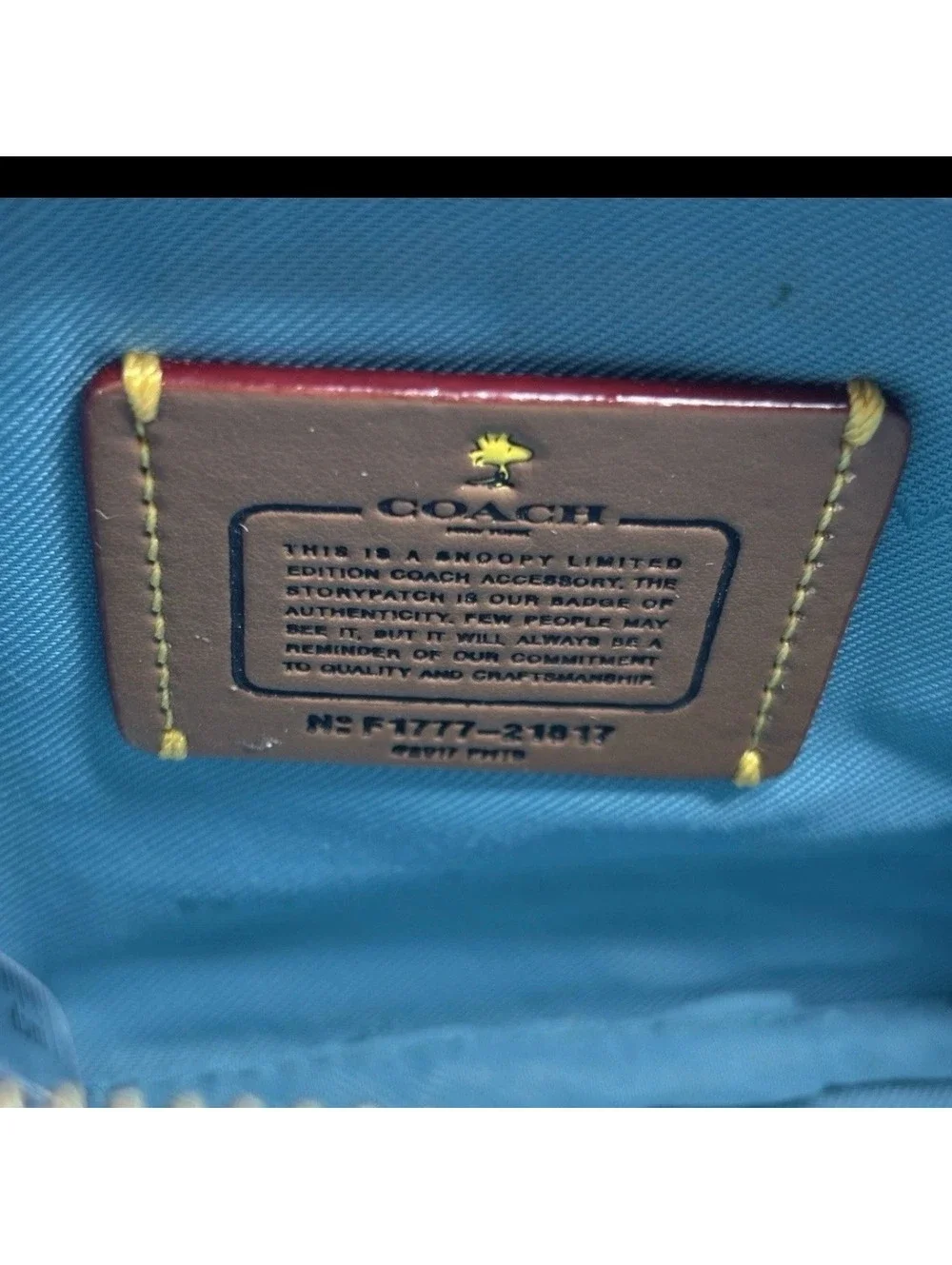 COACH x PEANUTS Snoopy Crossbody Shoulder Bag Blue Leather Woodstock NWT